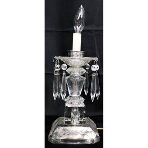 VTG Clear Crystal Lamp Light Floral Etch Hanging Pendant Victorian Glass Elegant